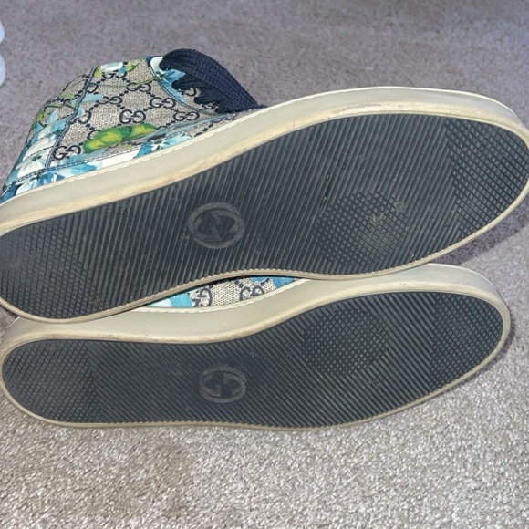 GUCCI SUPREME GG Coated Canvas Blue Bloom HIGH TOP SNEAKERS - Picture 3 of 6